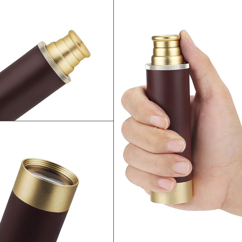 DANGSHAN تلسكوب زجاجي نحاسي - منظار قراصنة أحادي - مقاوم للماء - جيب صغير 25x30 قابل للتكبير وقابل للطي - عتيق للملاحة، مشاهدة الرحلات، الألعاب، السفر، التنزه، الصيد - Image 2